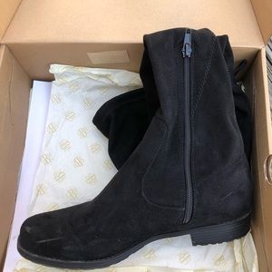 Barely worn black, suede high boots, size 8.5